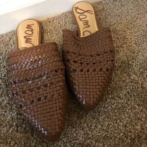 Brown Leather Sam Edelman Natalya Mules, size 7.5